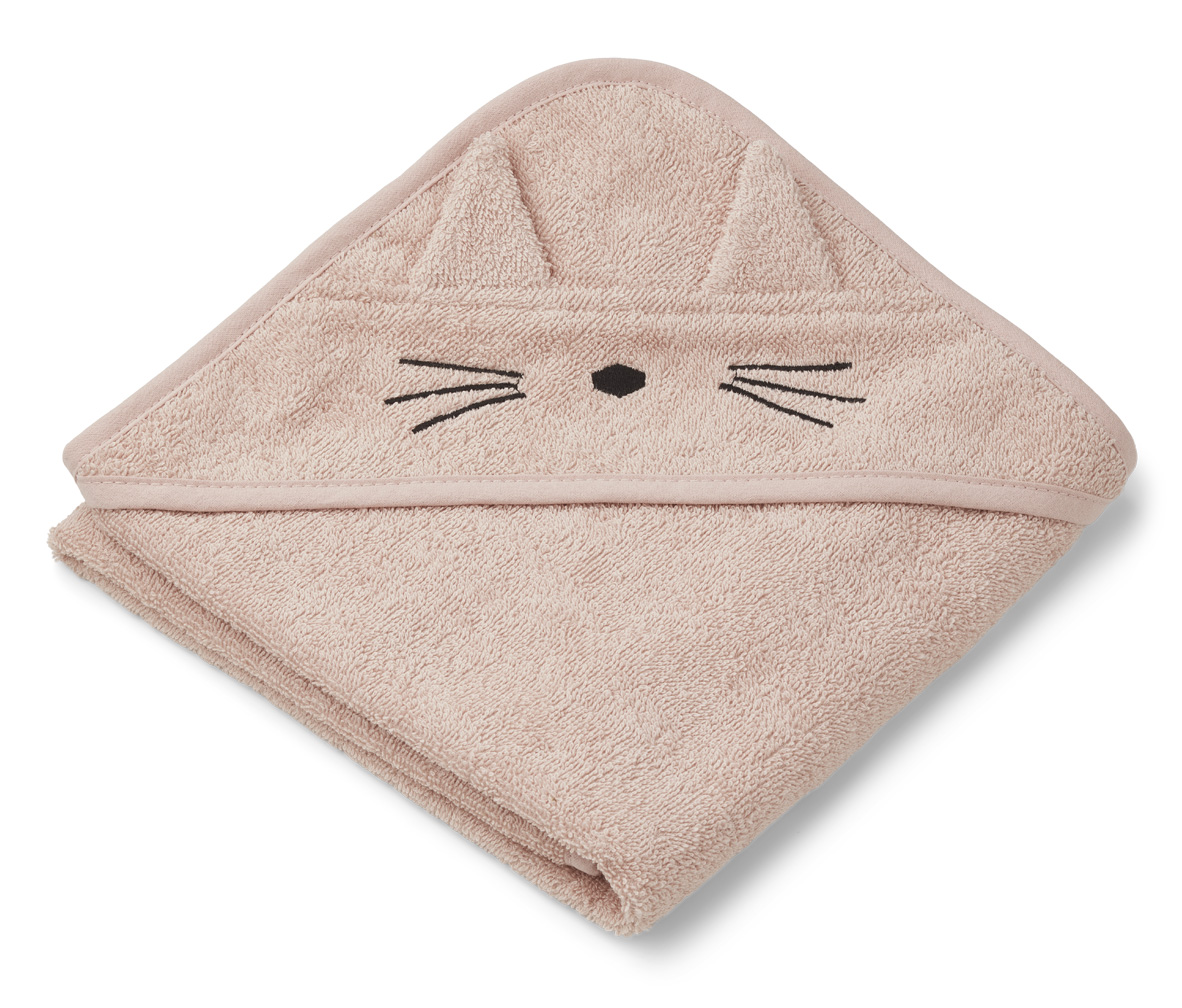 Детское полотенце с капюшоном Liewood "Кот", розовое, 70 х 70 см